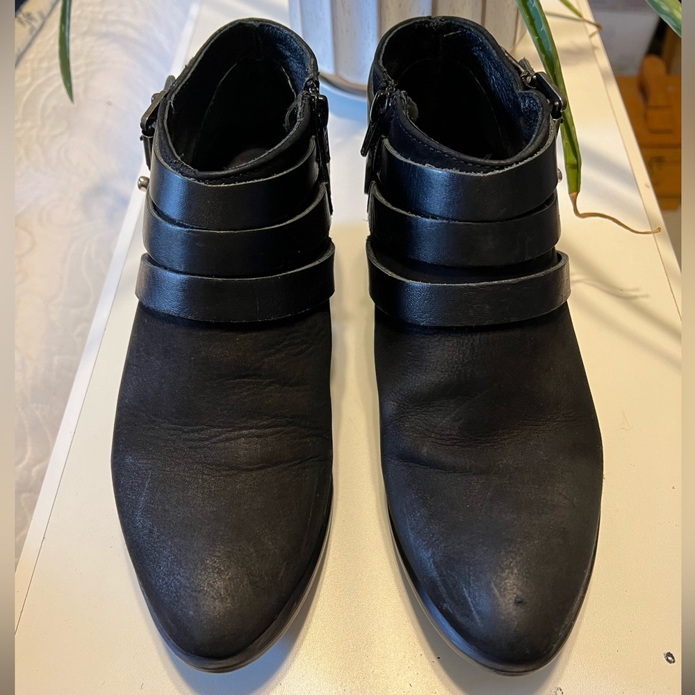 Steve Madden Moto Boots Black Regennt Leather Suede  Sz 8